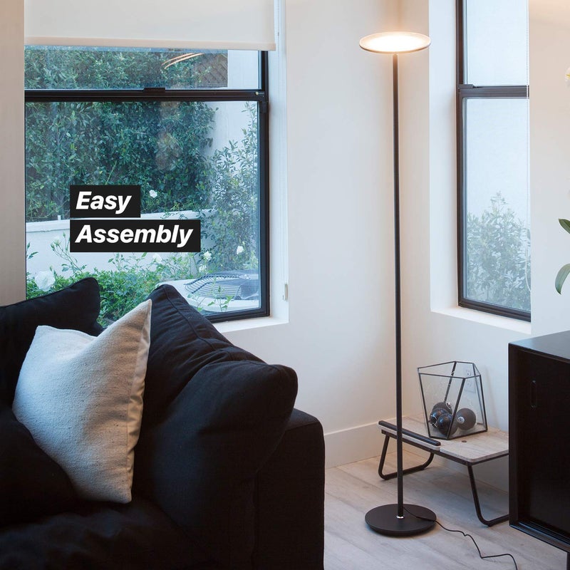 Brightech Sky Flux Dimmable LED Floor Lamp â€“ Super Bright Floor Lamp with 3 Light Modes for Living Room, Office â€“ Torchiere Standing Touch-Lamp, Tall Torch Lamp for Bedroom & Reading â€“ Black - Image 5